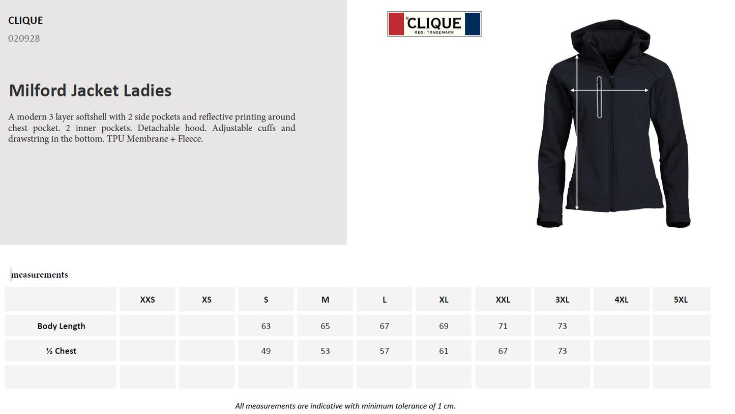 Clique Milford Ladies Softshell Jacket | Detachable Hood | Waterproof | 5 Colours | S-3XL - Summer Jacket - Logo Free Clothing