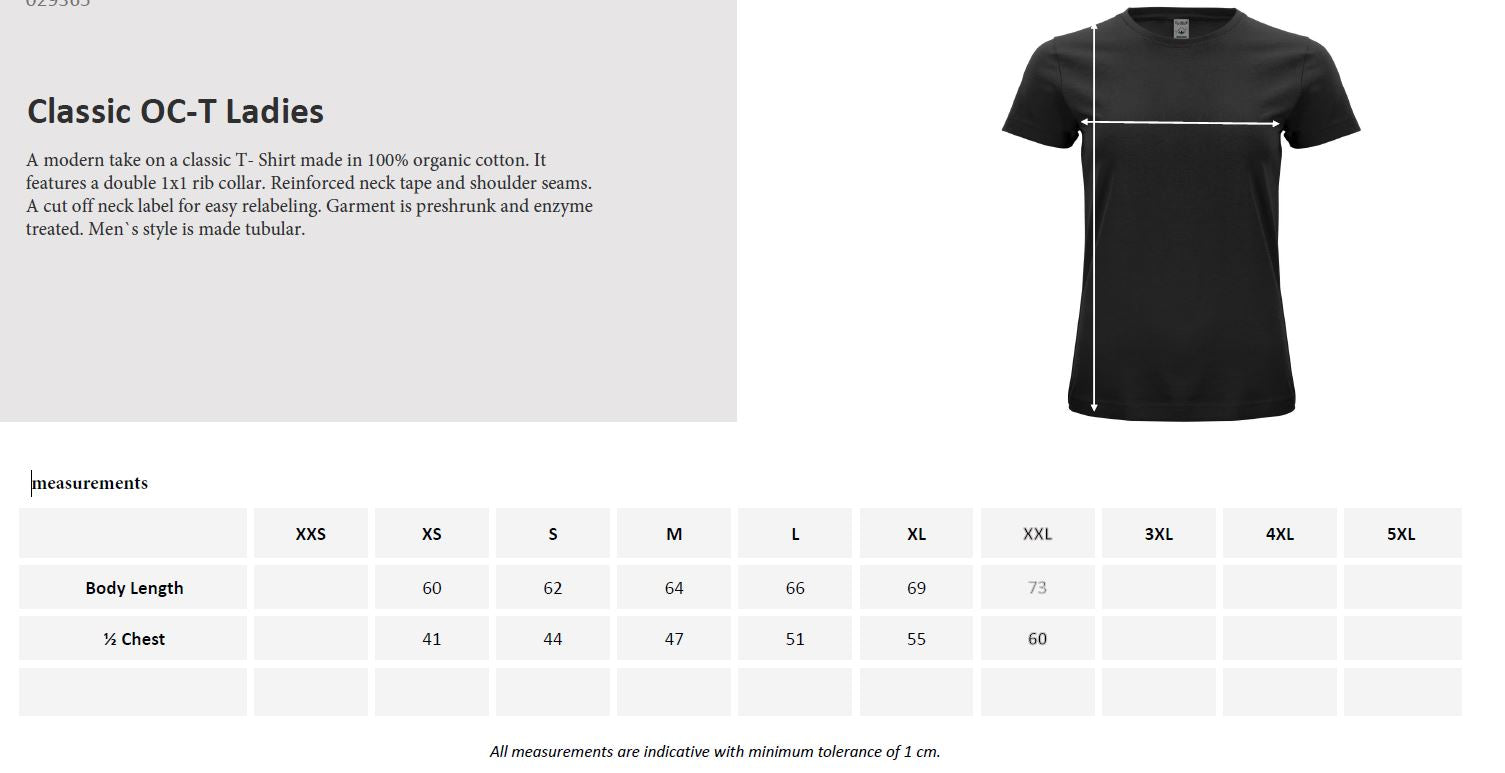 Clique Classic Organic Cotton Ladies T-Shirt | Pre-Shrunk | Super Soft | 12 Colours | XS-2XL - Tee Shirt - Logo Free Clothing