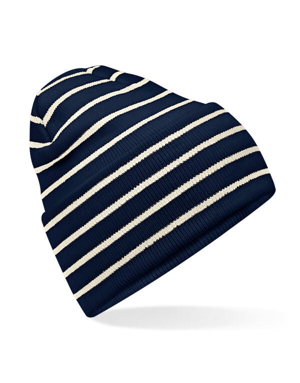 Beechfield Original Deep Cuffed Striped Beanie | Unisex | Double Knit | 4 Colours | One Size - Hat - Logo Free Clothing