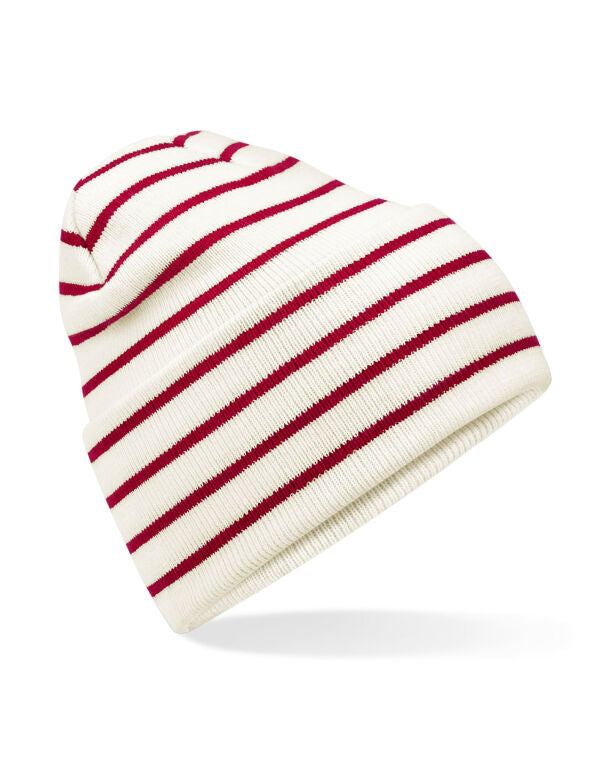 Beechfield Original Deep Cuffed Striped Beanie | Unisex | Double Knit | 4 Colours | One Size - Hat - Logo Free Clothing