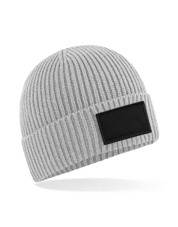Beechfield Fashion Patch Beanie | Unisex | Ribbed | Cuffed | 7 Colours | One Size - Hat - Logo Free Clothing