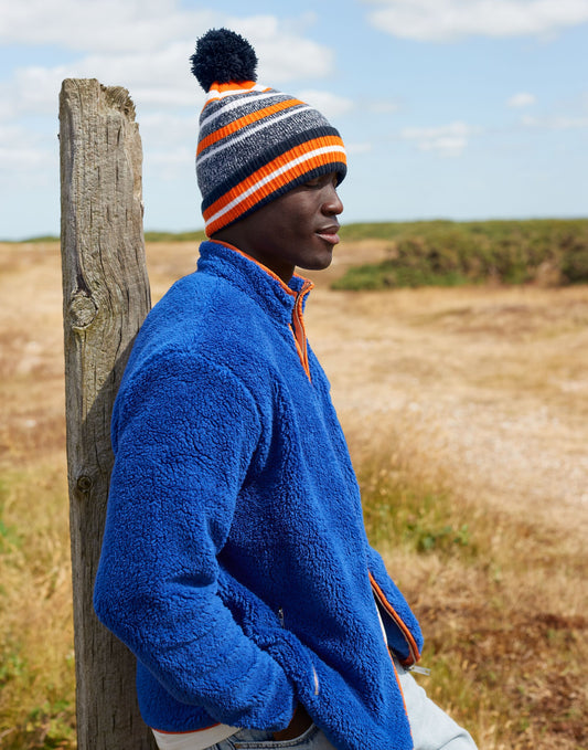 Beechfield Multi-Sport Fan Beanie | Unisex Recycled Striped Pom-Pom Hat | 5 Colours | One Size
