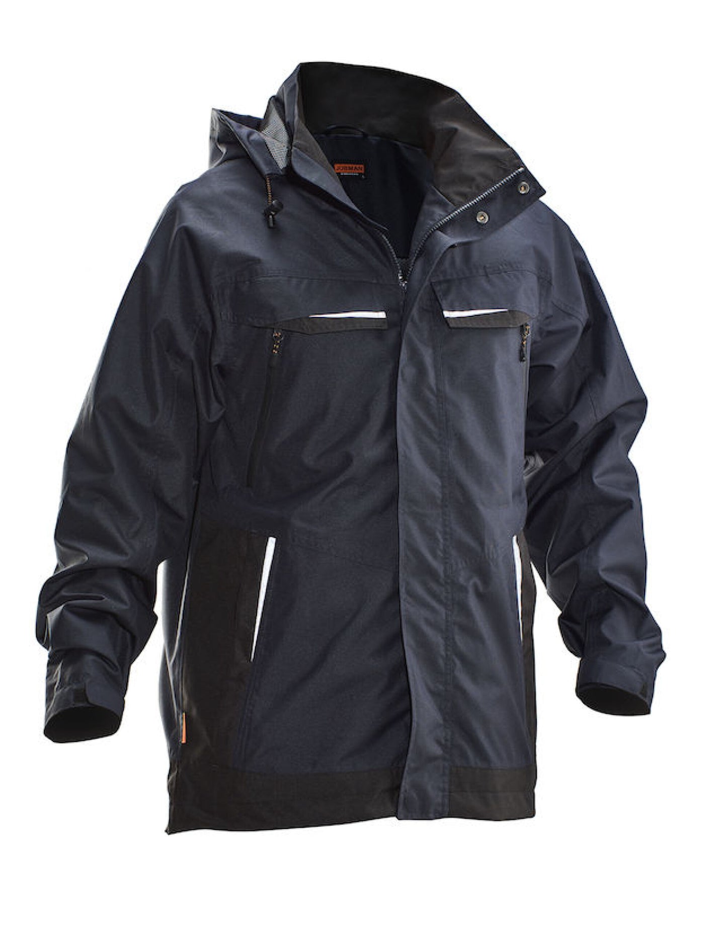Jobman Mens Shell Jacket | Very Waterproof | Breathable | Hooded | Navy or Black | S-2XL - Winter Jacket - Logo Free Clothing