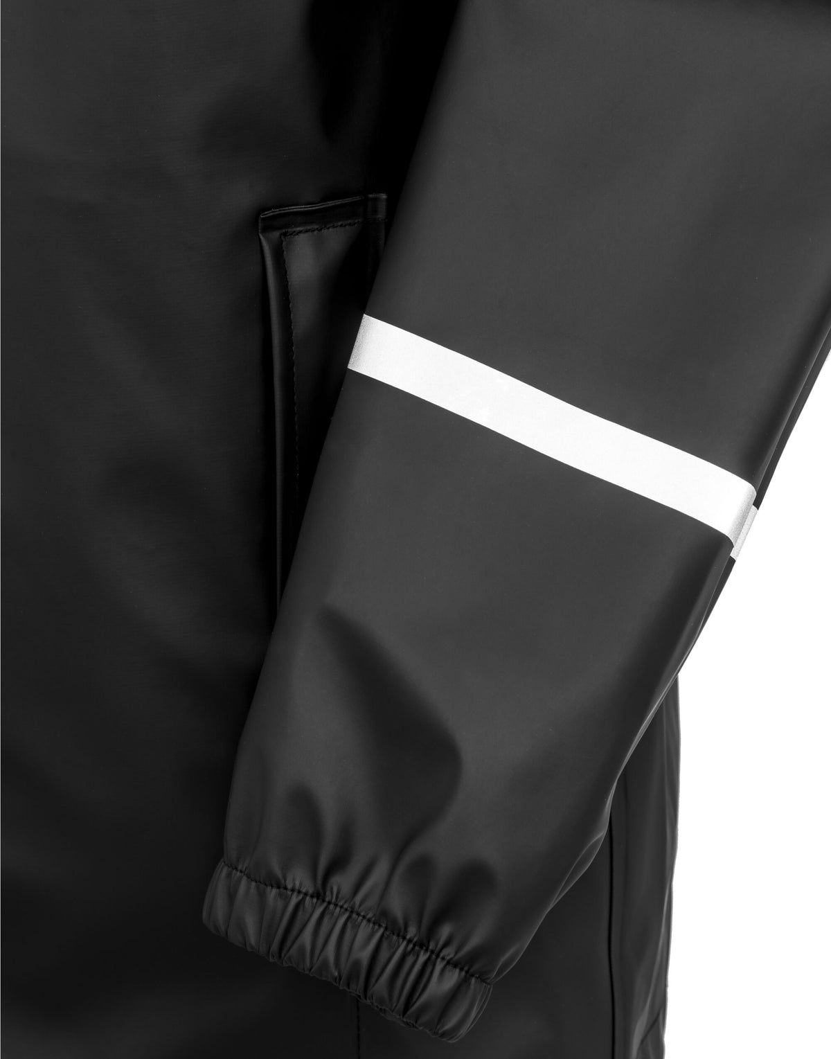 Close-up of the reflective cuff of the Result Prism Waterproof Jacket in Black