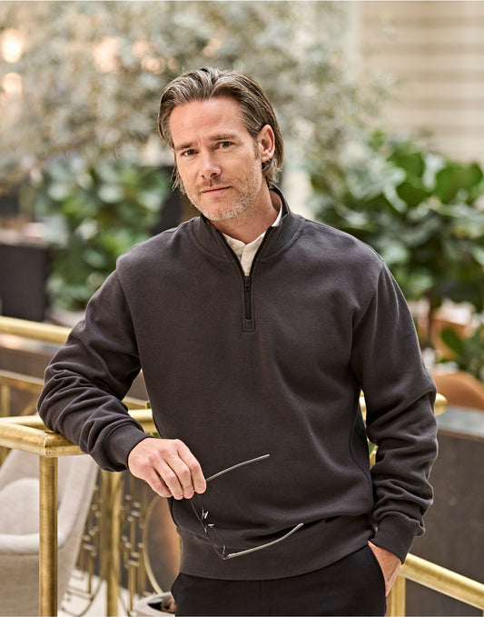 Tee Jays | Ribbed Interlock Half Zip | Logo Free Clothing