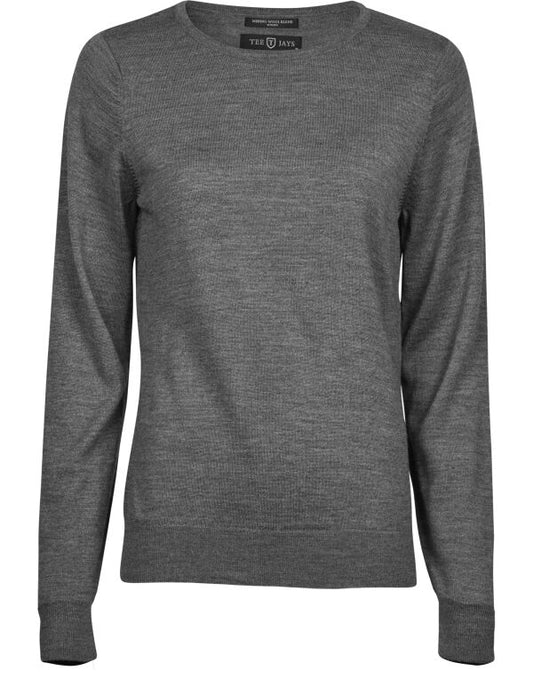 Tee Jays Ladies Crew Neck Knitted Sweater | Merino Blend | Pullover | 3 Colours | S-2XL - Knitwear - Logo Free Clothing