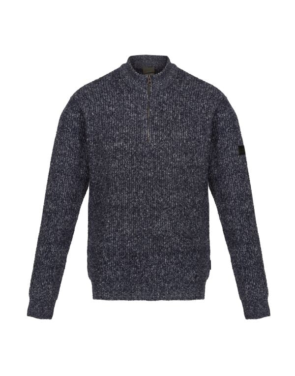 Regatta Solomon Mens Half Zip Knitted Pullover | Heavyweight Jumper | Grey or Navy | S-3XL - Sweatshirt - Logo Free Clothing