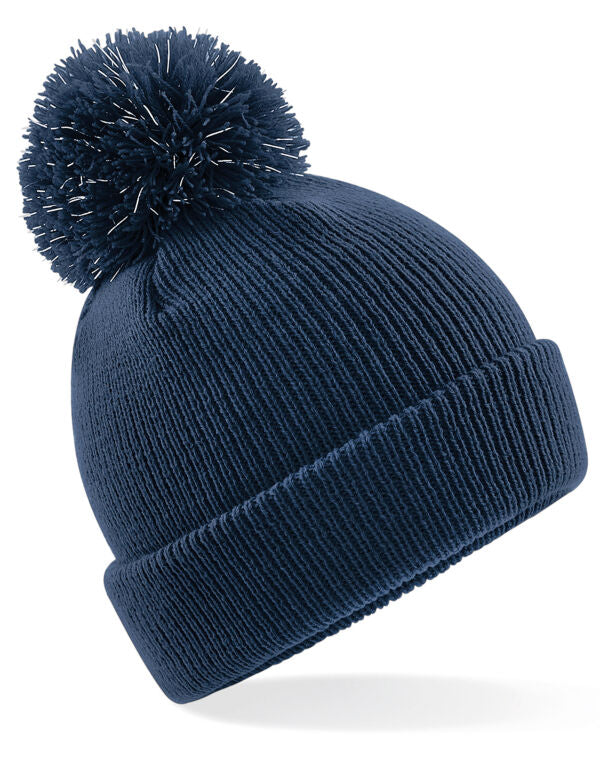 Beechfield Junior Reflective Bobble Beanie | Double Knit | 3 Colours | Kids Unisex Size - Hat - Logo Free Clothing