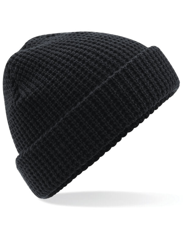 Beechfield Classic Waffle Knit Beanie | Unisex | Cuffed | Black or Navy | One Size - Hat - Logo Free Clothing
