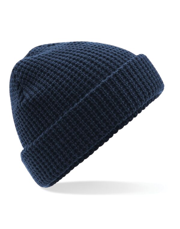 Beechfield Classic Waffle Knit Beanie | Unisex | Cuffed | Black or Navy | One Size - Hat - Logo Free Clothing