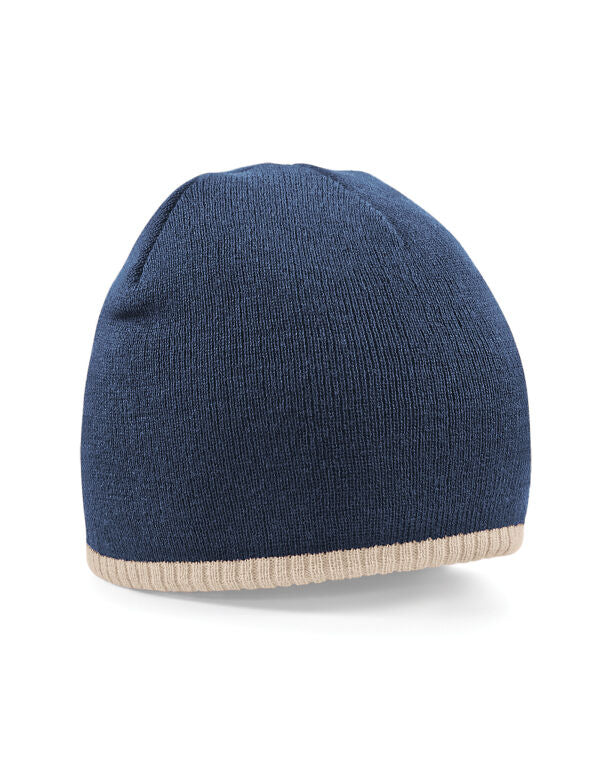 Beechfield Two-Tone Pull On Beanie | Unisex | Double Knit | Soft | 5 Colours | One Size - Hat - Logo Free Clothing