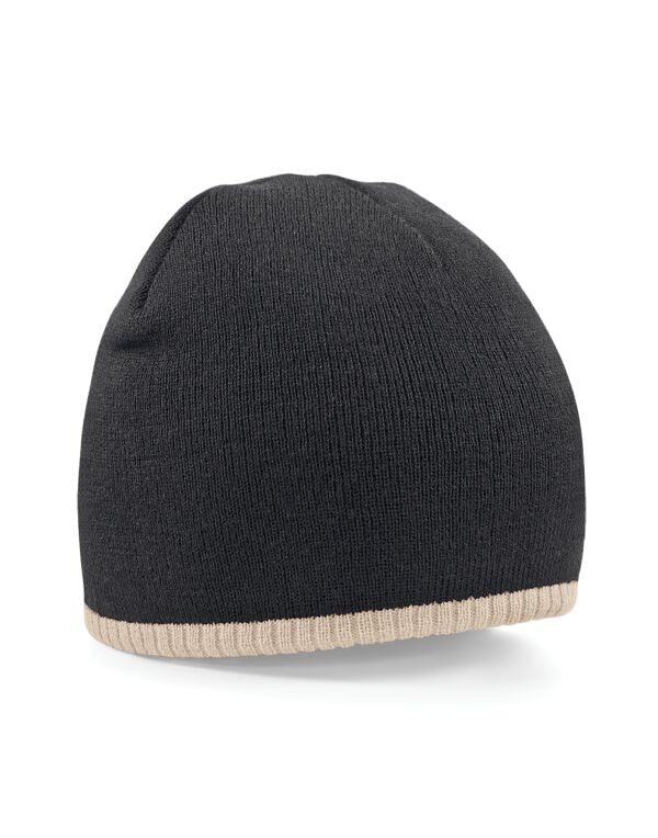 Beechfield Two-Tone Pull On Beanie | Unisex | Double Knit | Soft | 5 Colours | One Size - Hat - Logo Free Clothing