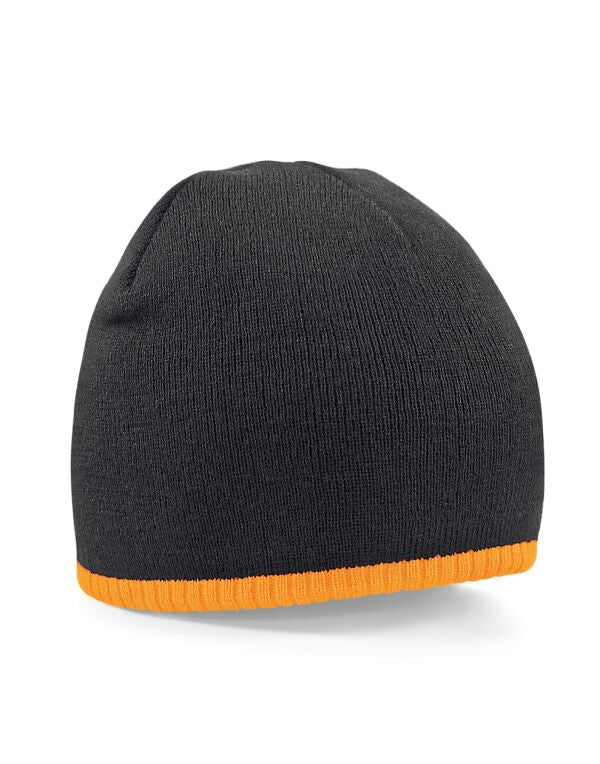 Beechfield Two-Tone Pull On Beanie | Unisex | Double Knit | Soft | 5 Colours | One Size - Hat - Logo Free Clothing