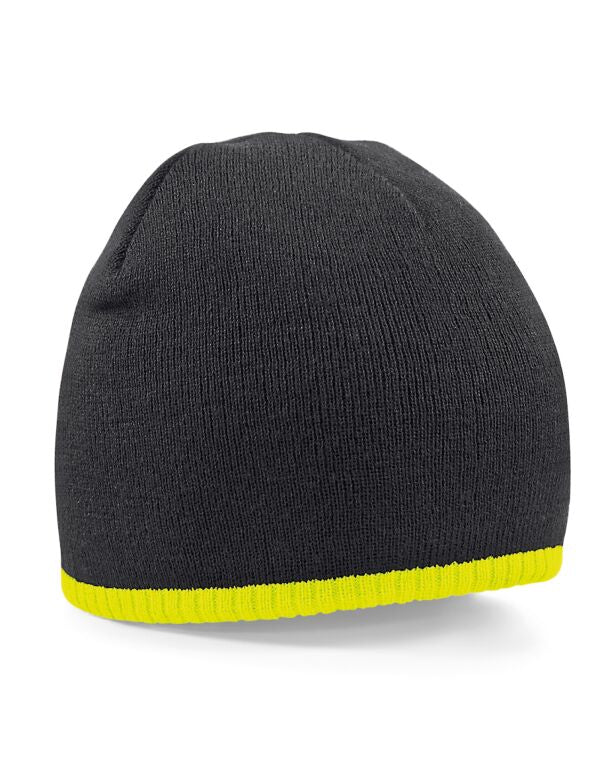 Beechfield Two-Tone Pull On Beanie | Unisex | Double Knit | Soft | 5 Colours | One Size - Hat - Logo Free Clothing