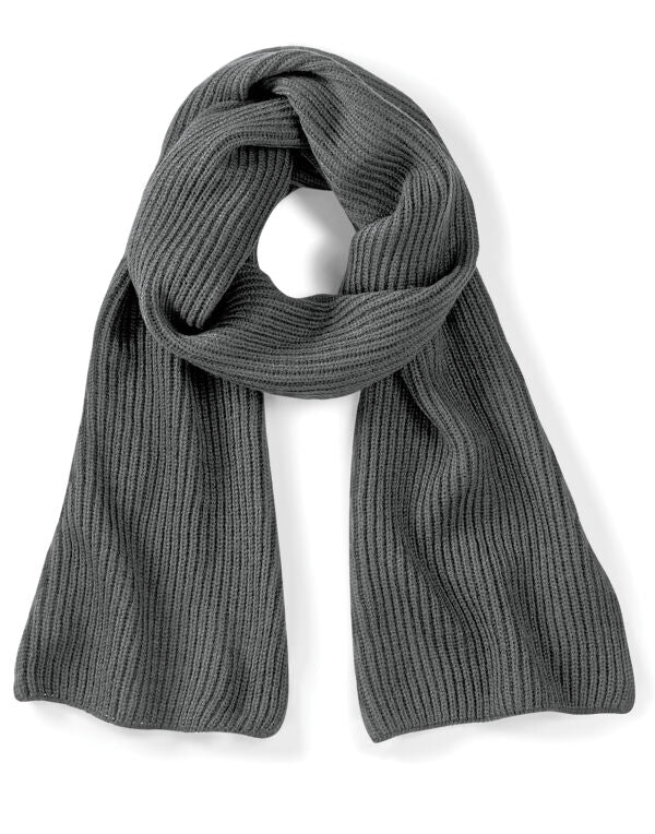 Beechfield Metro Knitted Scarf | Unisex | Ribbed | Soft Touch | 3 Colours | One Size - Scarf - Logo Free Clothing