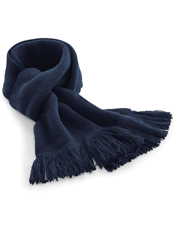 Beechfield Classic Knitted Scarf | Unisex | Double Knit | Tassels | 3 Colours | One Size - Scarf - Logo Free Clothing