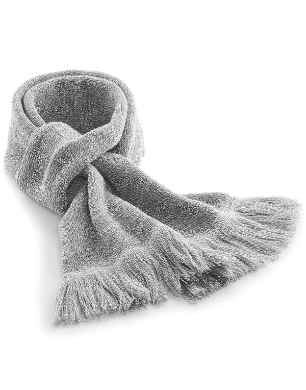 Beechfield Classic Knitted Scarf | Unisex | Double Knit | Tassels | 3 Colours | One Size - Scarf - Logo Free Clothing