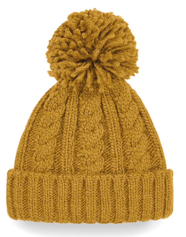 Beechfield Cable Knit Melange Beanie | Unisex | Heavyweight | Pom-Pom | 6 Colours | One Size - Hat - Logo Free Clothing