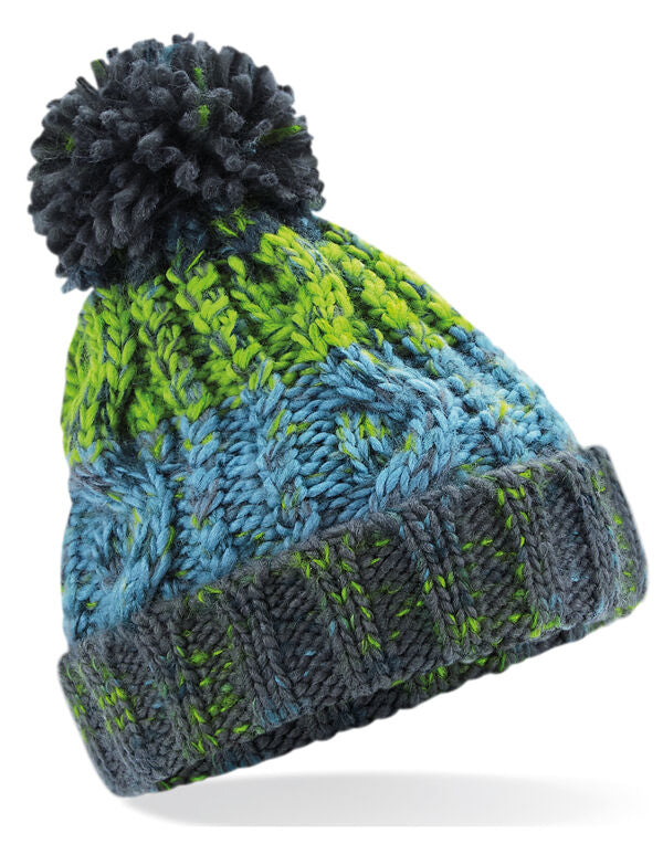 Beechfield Junior Corkscrew Beanie | Heavyweight | Pom-Pom | 4 Colours | Kids Unisex Size - Hat - Logo Free Clothing