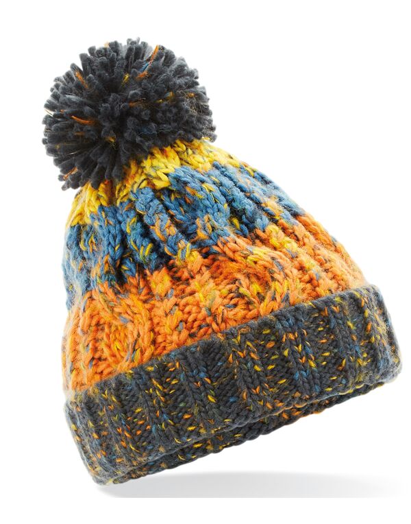 Beechfield Junior Corkscrew Beanie | Heavyweight | Pom-Pom | 4 Colours | Kids Unisex Size - Hat - Logo Free Clothing