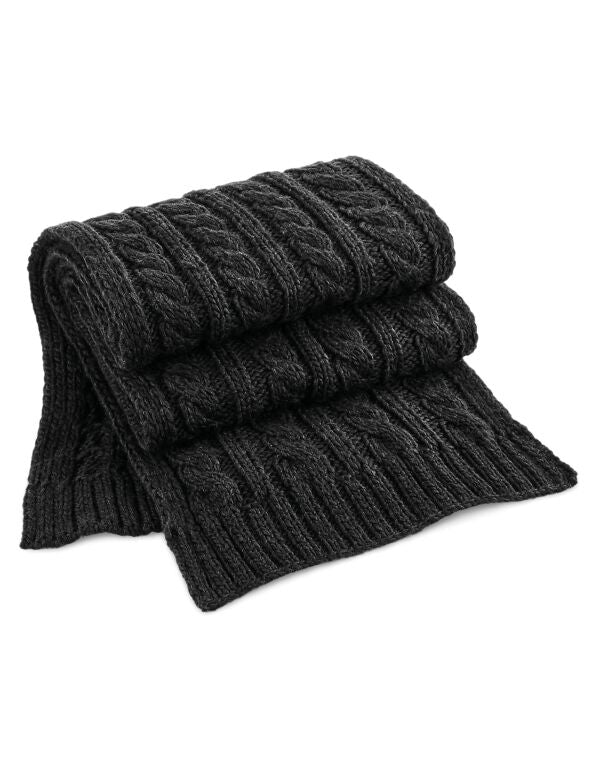 Beechfield Cable Knit Melange Scarf | Unisex | Heavyweight | Chunky | 4 Colours | One Size - Scarf - Logo Free Clothing