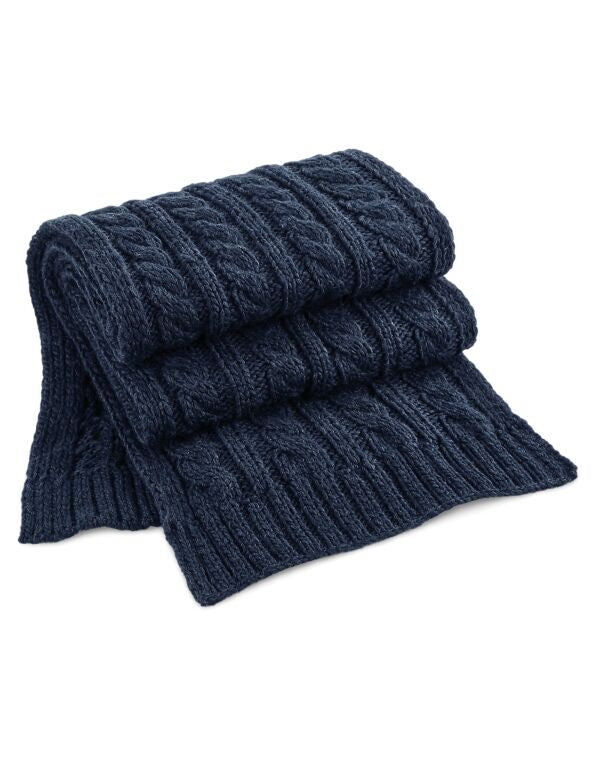 Beechfield Cable Knit Melange Scarf | Unisex | Heavyweight | Chunky | 4 Colours | One Size - Scarf - Logo Free Clothing