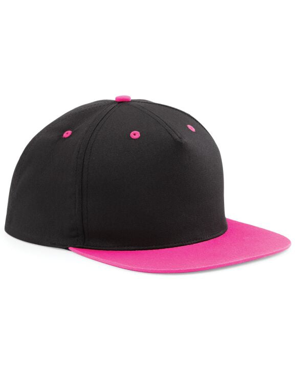 Beechfield 5 Panel Contrast Snapback Cap | Unisex | Flat Peak | 7 Colours | One Size - Hat - Logo Free Clothing