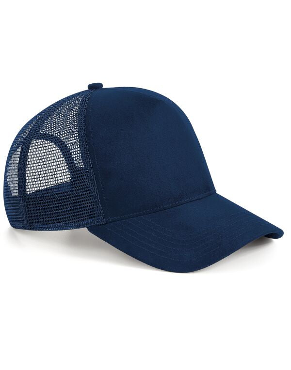 Beechfield Faux Suede Snapback Trucker Cap | Unisex | Black or Navy | One Size - Hat - Logo Free Clothing