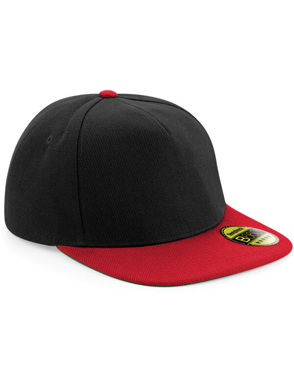 Beechfield Original Flat Peak Snapback Cap | Unisex | 5 Panel | 9 Colours | One Size - Hat - Logo Free Clothing