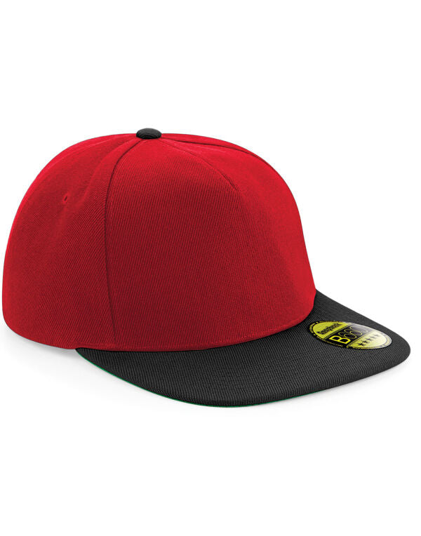 Beechfield Original Flat Peak Snapback Cap | Unisex | 5 Panel | 9 Colours | One Size - Hat - Logo Free Clothing
