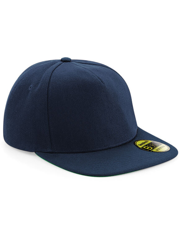 Beechfield Original Flat Peak Snapback Cap | Unisex | 5 Panel | 9 Colours | One Size - Hat - Logo Free Clothing