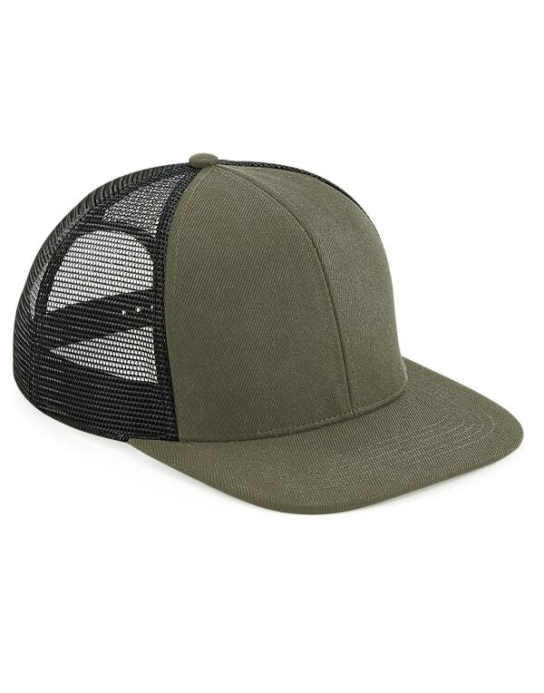Beechfield Original Flat Peak Trucker Cap | Unisex | Snapback Adjust | 4 Colours | One Size - Hat - Logo Free Clothing