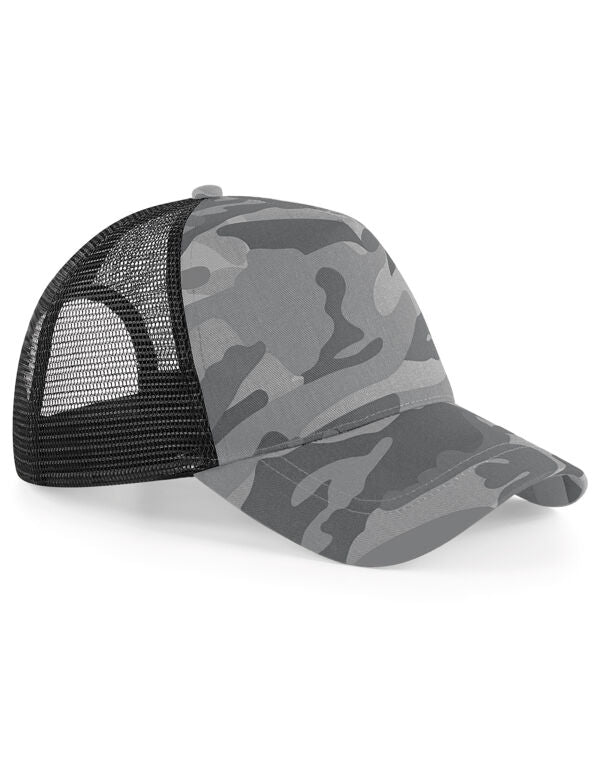 Beechfield Camo Snapback Trucker Cap | Unisex | 5 Panel | 2 Colours | One Size - Hat - Logo Free Clothing