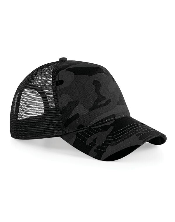 Beechfield Camo Snapback Trucker Cap | Unisex | 5 Panel | 2 Colours | One Size - Hat - Logo Free Clothing