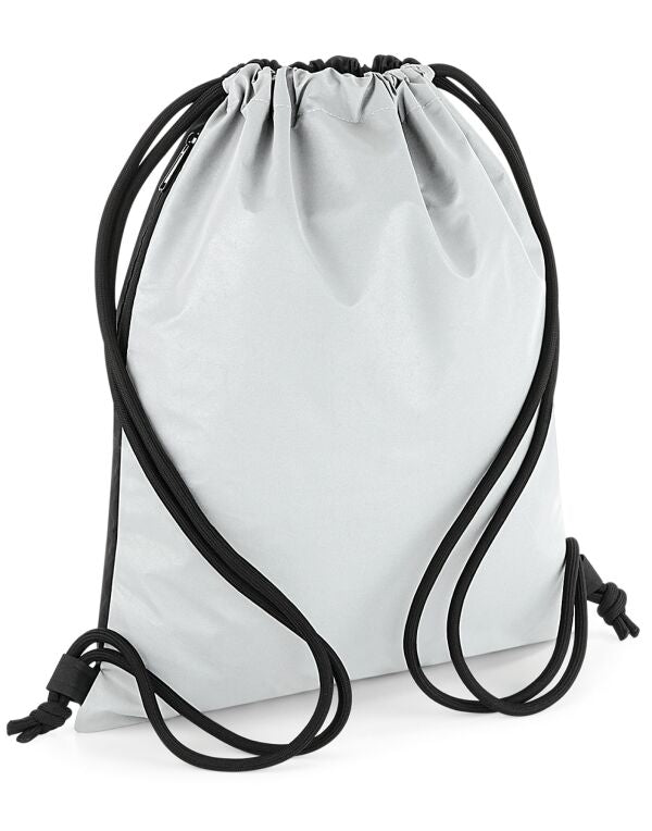 BagBase Reflective Drawstring Bag | 15 Litre Capacity | Hidden Pocket | Black or Silver | One Size
