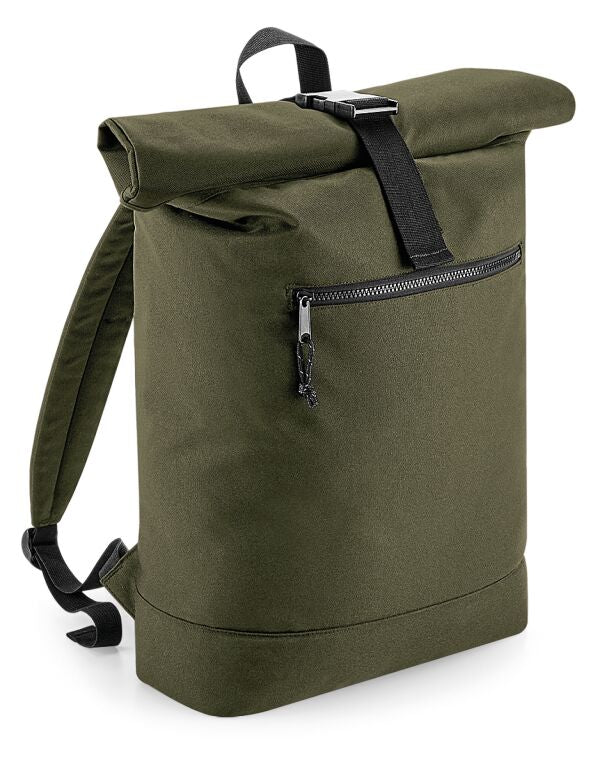 BagBase Recycled Roll Top Backpack | 20 Litre Rucksack | Laptop Storage to 15.6" | 7 Colours | One Size