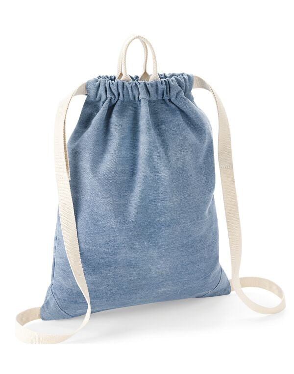 BagBase Denim Drawstring Bag | 12 Litre Capacity | 100% Cotton | Blue or Light Blue | One Size
