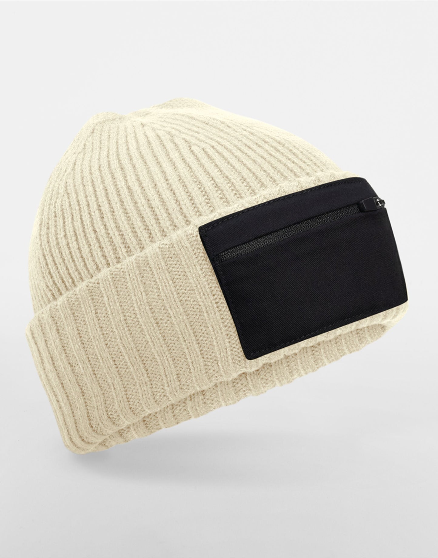 Beechfield Zip Patch Beanie | Unisex | Chunky Double Knit | 4 Colours | One Size