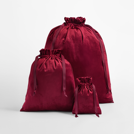 BagBase Velvet Recycled Gift Bag | 1 to 25 Litres Capacity | Ribbon Closure | 3 Colours | S-L