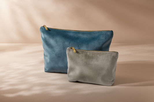 BagBase Velvet Recycled Accessory Bag | Soft Touch | Lined | High Shine Zip | 5 Colours | S-L