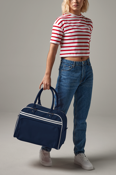 BagBase Retro Bowling Bag | 23 Litre Holdall | Contrast Styling | Navy or Black | One Size