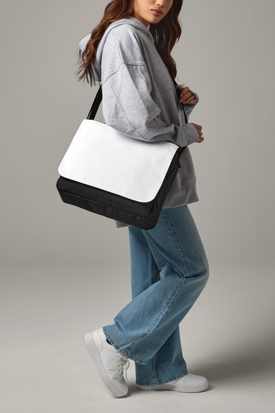 BagBase Sublimation Messenger Bag | 9 Litre Capacity | Black & White | One Size