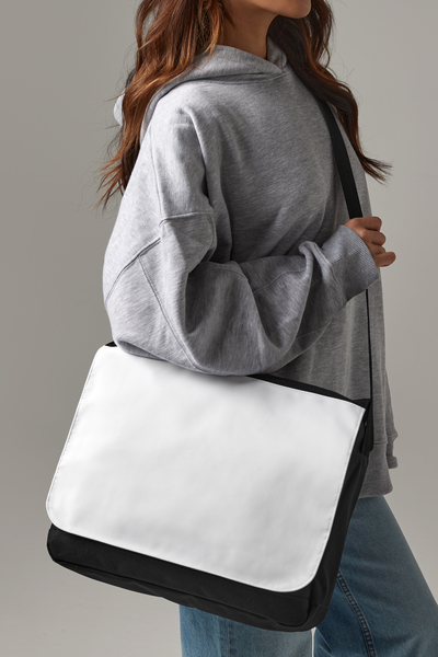 BagBase Sublimation Messenger Bag | 9 Litre Capacity | Black & White | One Size