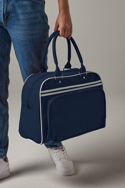 BagBase Retro Bowling Bag | 23 Litre Holdall | Contrast Styling | Navy or Black | One Size