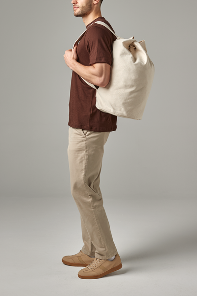 Quadra Canvas Duffle Bag | 30 Litre Holdall Weekender | Natural or Navy | One Size