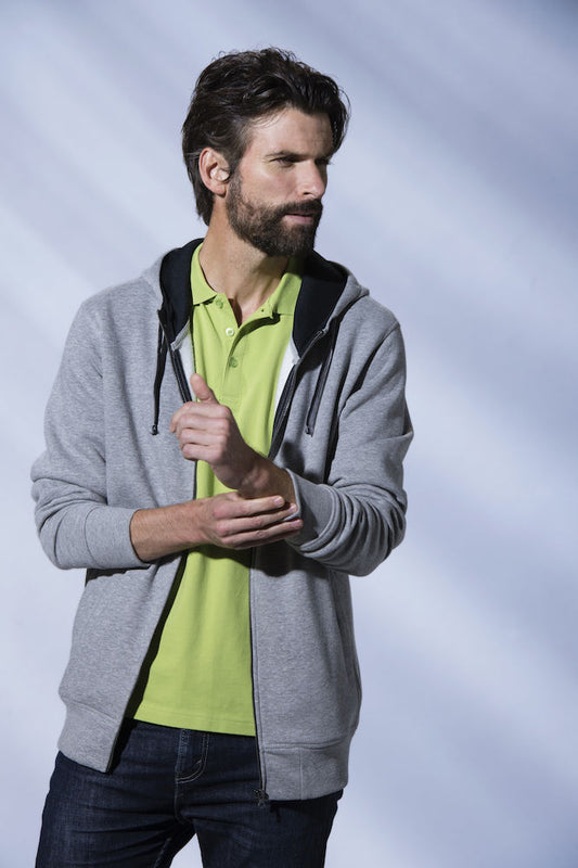 Clique Classic Hoodie Full Zip. Mens Contrast Colour Heavyweight Hoodie. 6 Colours XS-5XL - Hoodie - Logo Free Clothing