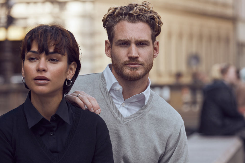 Clique Aston Mens Cotton V-Neck Jumper. Soft Touch. 3 Colours. S-3XL - Knitwear - Logo Free Clothing