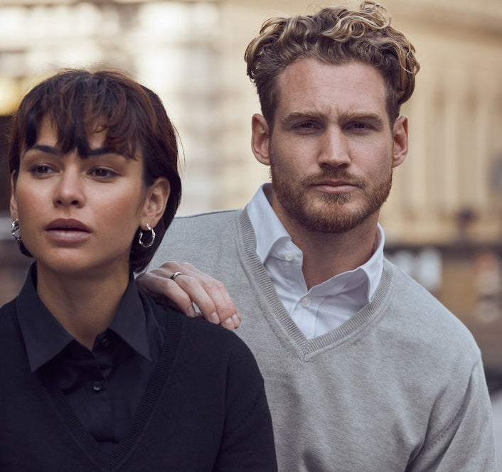 Clique Aston Mens Cotton V-Neck Jumper. Soft Touch. 3 Colours. S-3XL - Knitwear - Logo Free Clothing