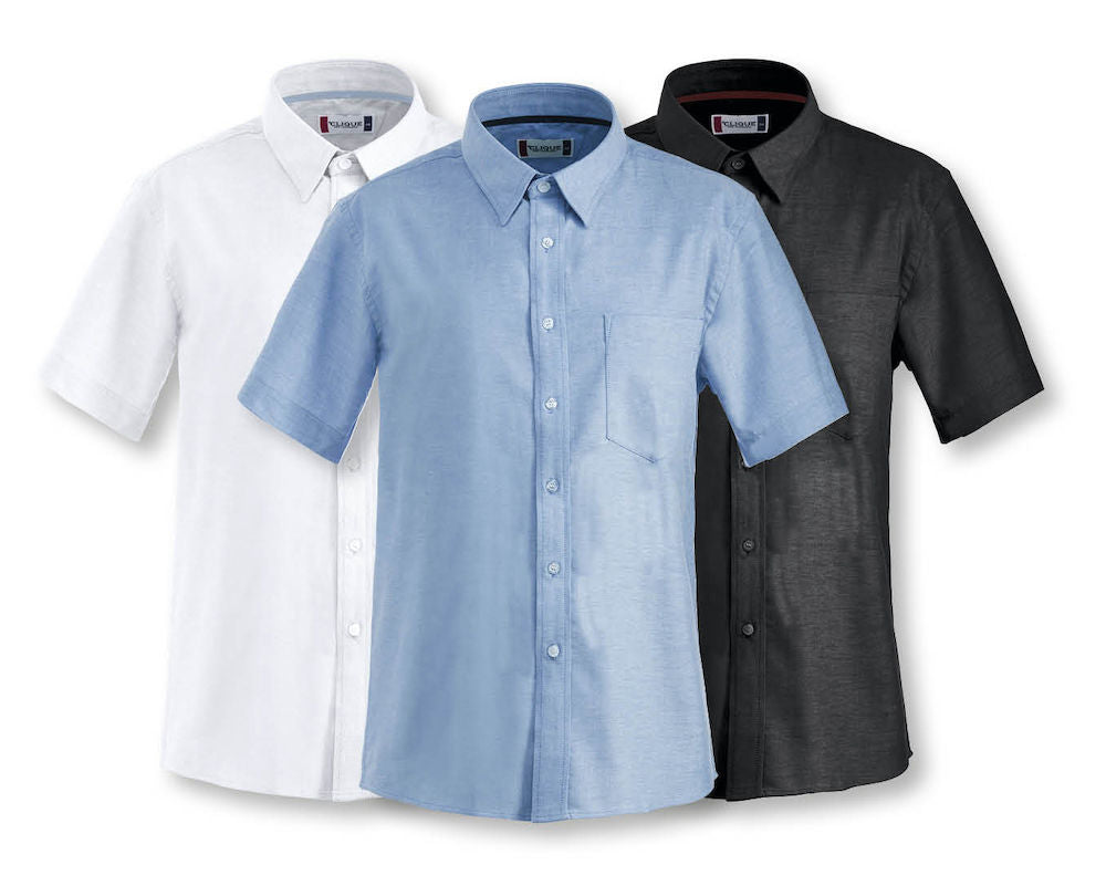 Clique Cambridge Mens Short Sleeve Shirt. Easy Care, Pure Cotton, 3 Colours. S-4XL - Shirt - Logo Free Clothing