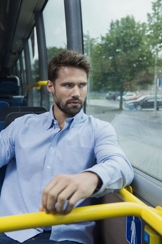 Clique Oxford Mens Long Sleeve Shirt. Pure Cotton Easy Care. 3 Colours. S-4XL - Shirt - Logo Free Clothing